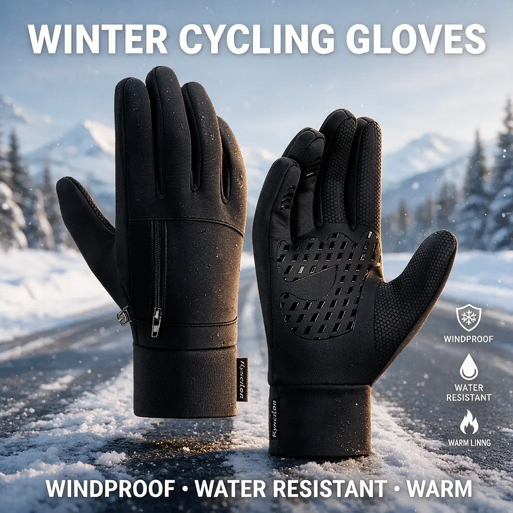Winter Cycling Warm Gloves, Unisex Windproof Waterproof Touchscreen, Anti-Slip Durable Outdoor Gear, Bike Motorcycle Running Hiking