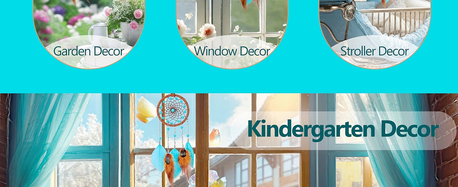 Mini Dreamcatchers - Goose Feather with Cerulean Blue Beads, Handmade Dream Catcher for Girls, A Dream Catchers for Boys, Dream Catcher Wall Decor