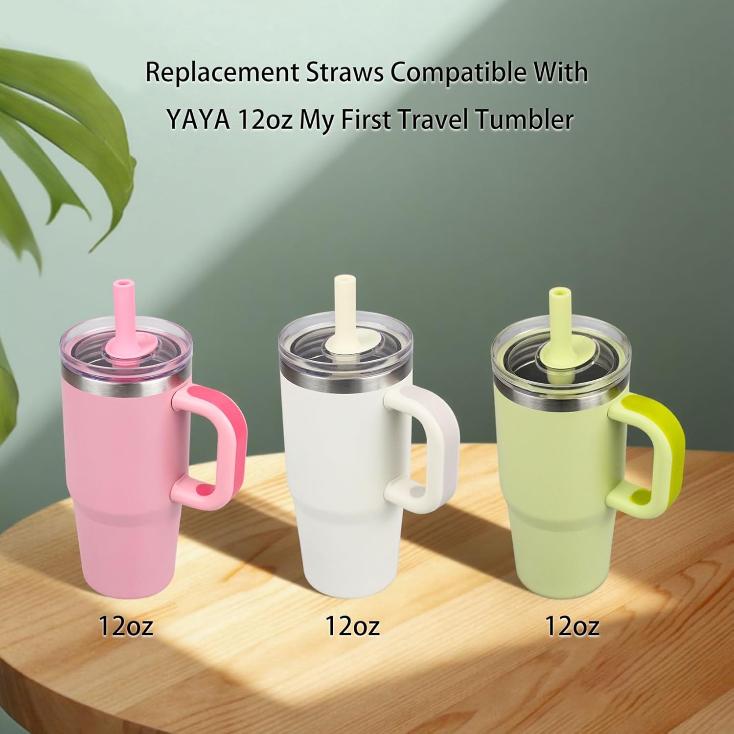 Replacement Straws Compatible With YAYA 12oz My First Travel Tumbler, 4 Pack with 1 Brush (4 Colours)