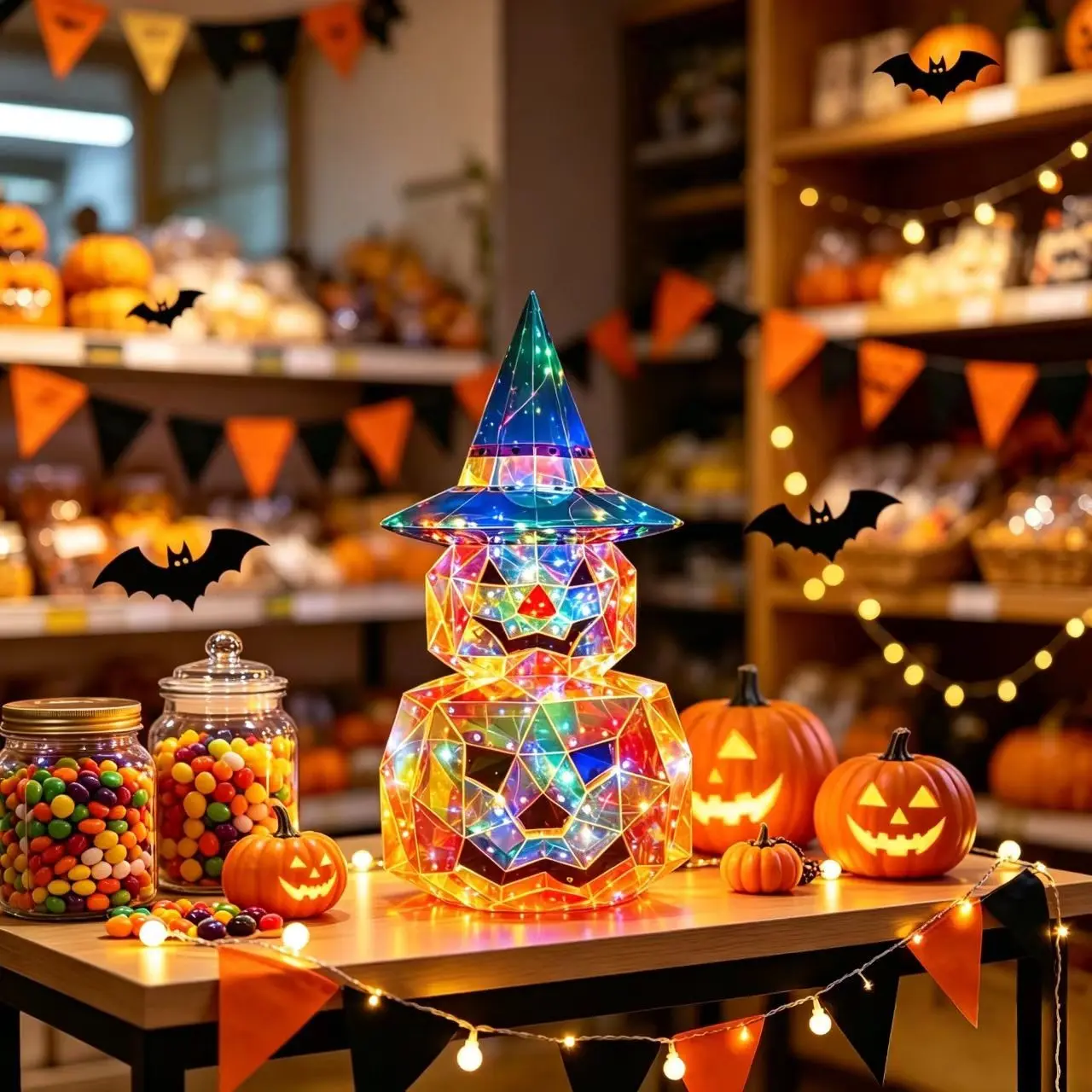 Double-Layer Colorful Pumpkin Ornament, Halloween Scene Decor, Glowing Pet Pumpkin, Party Atmosphere Decoration, Hotel Mall Decor
