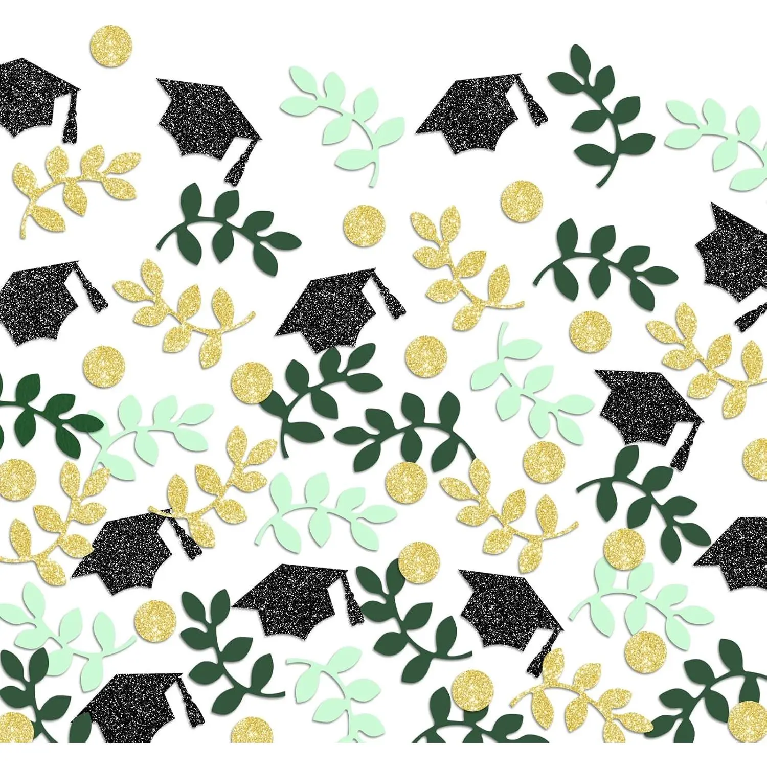 Sage Green Graduation Confetti Glitter Greenery Decorations Class of 2026 Congrats Grad Table Confetti for High School College Party