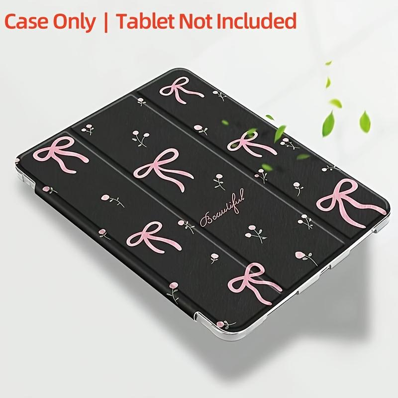 Butterfly Bow Flower Triple-Fold Flip Stand Pen Holder Shockproof Tablet Case Suitable for iPad Air 4th/Air 5th (10.9-Inch) 7/8/9th (10.2-Inch 5th/6th/Air1/Air2 (9.7-Inch Air3rd (10.5-Inch) Pro (11-Inch) 10th Generation