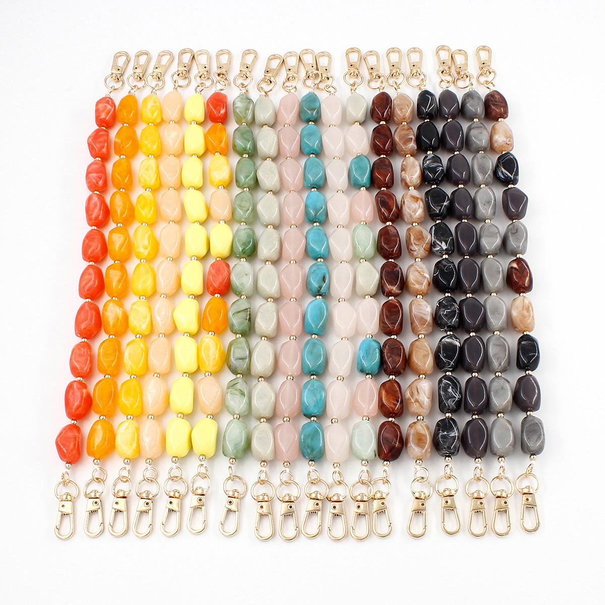 Decorative Bag Chain,Keychains  Beaded Short Bag Chain Handle Acrylic Purse Strap Extender Bag Straps with Lobster Clasp for Underarm Bag Clutch Handbag Tote