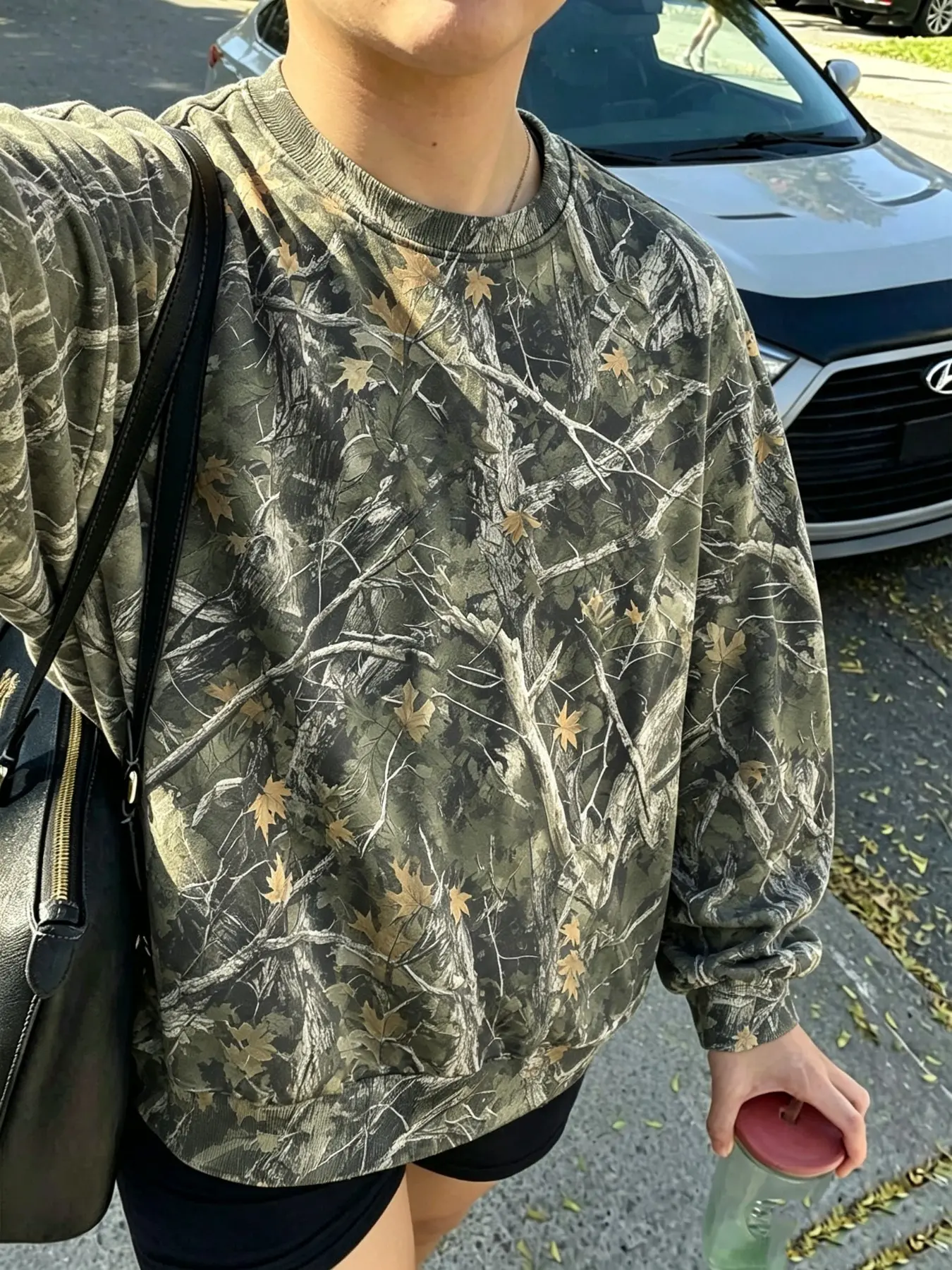 Aesthetic Vintage Branch Camouflage Crewneck Sweatshirt Women Casual Oversized Y2K Street Fashion Maple Camo Long Sleeve Loose Pullover