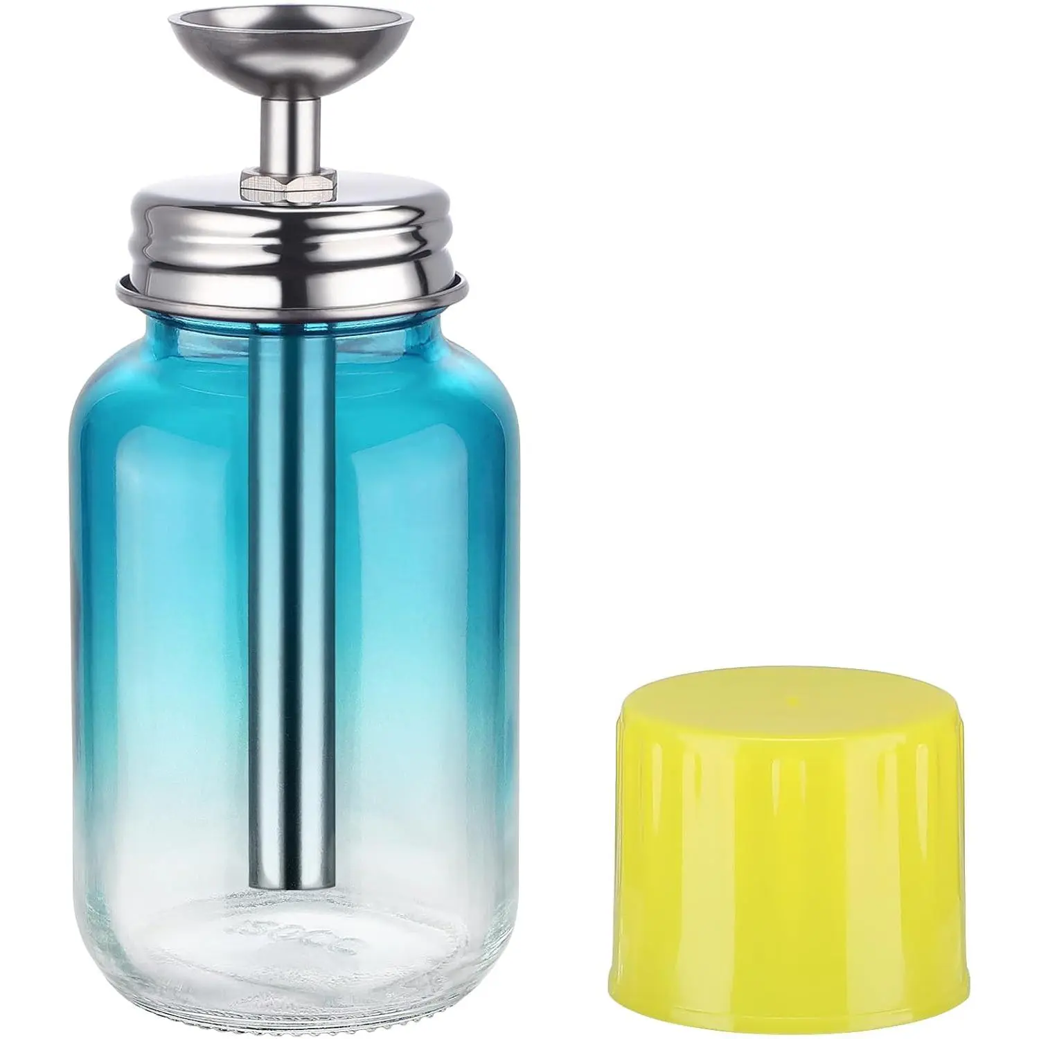 4Oz / 120ml Push Down Pump Dispenser with Copper Core, Gradient Blue |  Polish Remover Pump Bottles Glass Rubbing  Dispensers, Refillable  Dispenser Push Down Bottle Container