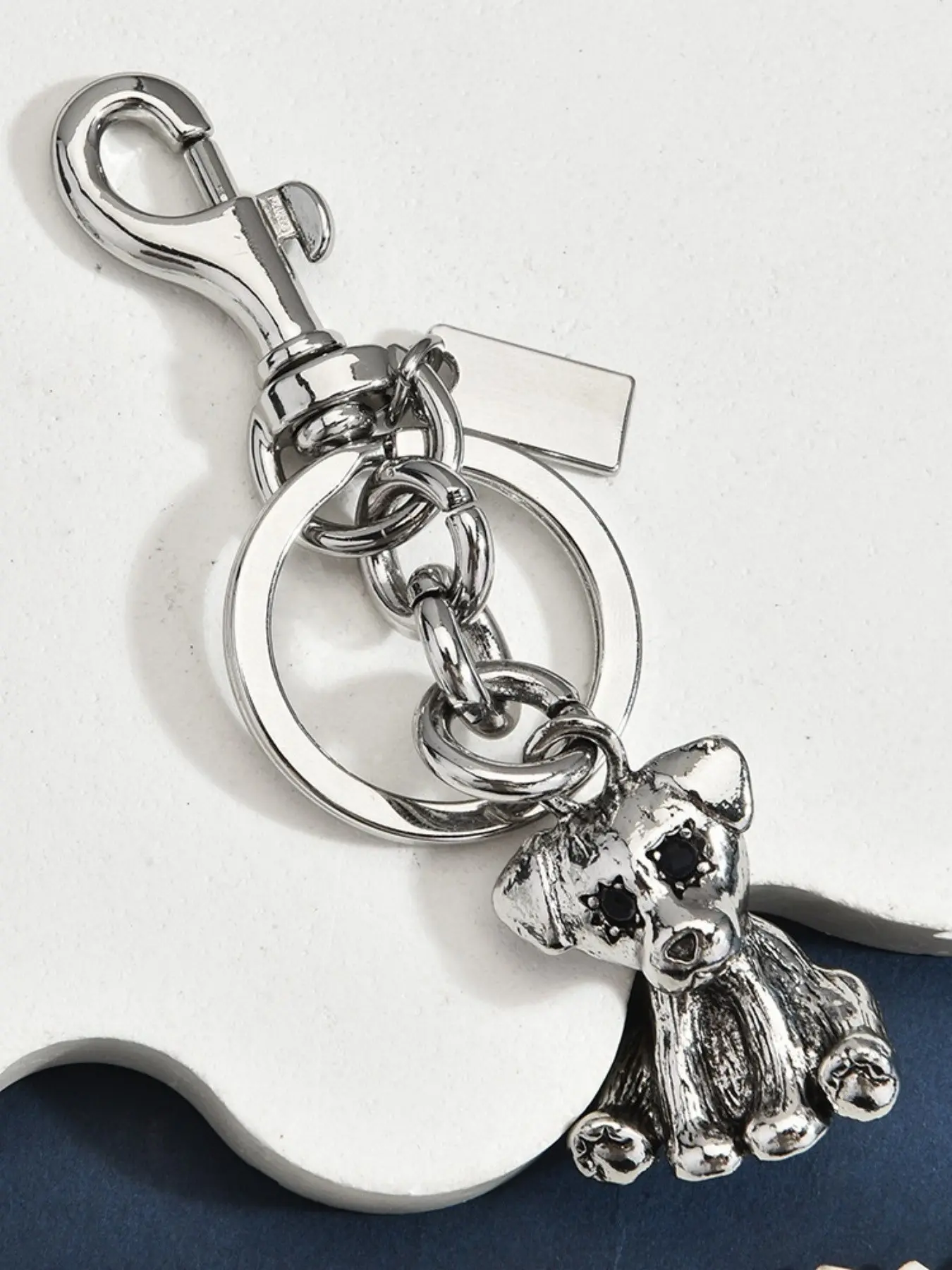 Vintage Alloy Dog Keychain, Detailed Fur Texture, & Silver Color Options, Laser Engraving, Lobster Clasp, Durable Gift
