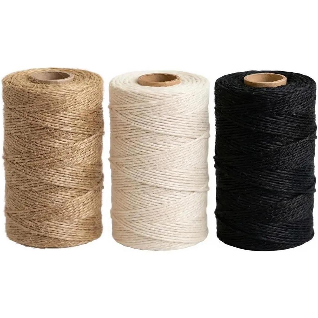 Natural Jute & Cotton Twine Bundle (3 Rolls, 1500ft, 2mm) - Bulk Packing Twine for Crafts, Gift Wrapping, Gardening, Home DecorGift