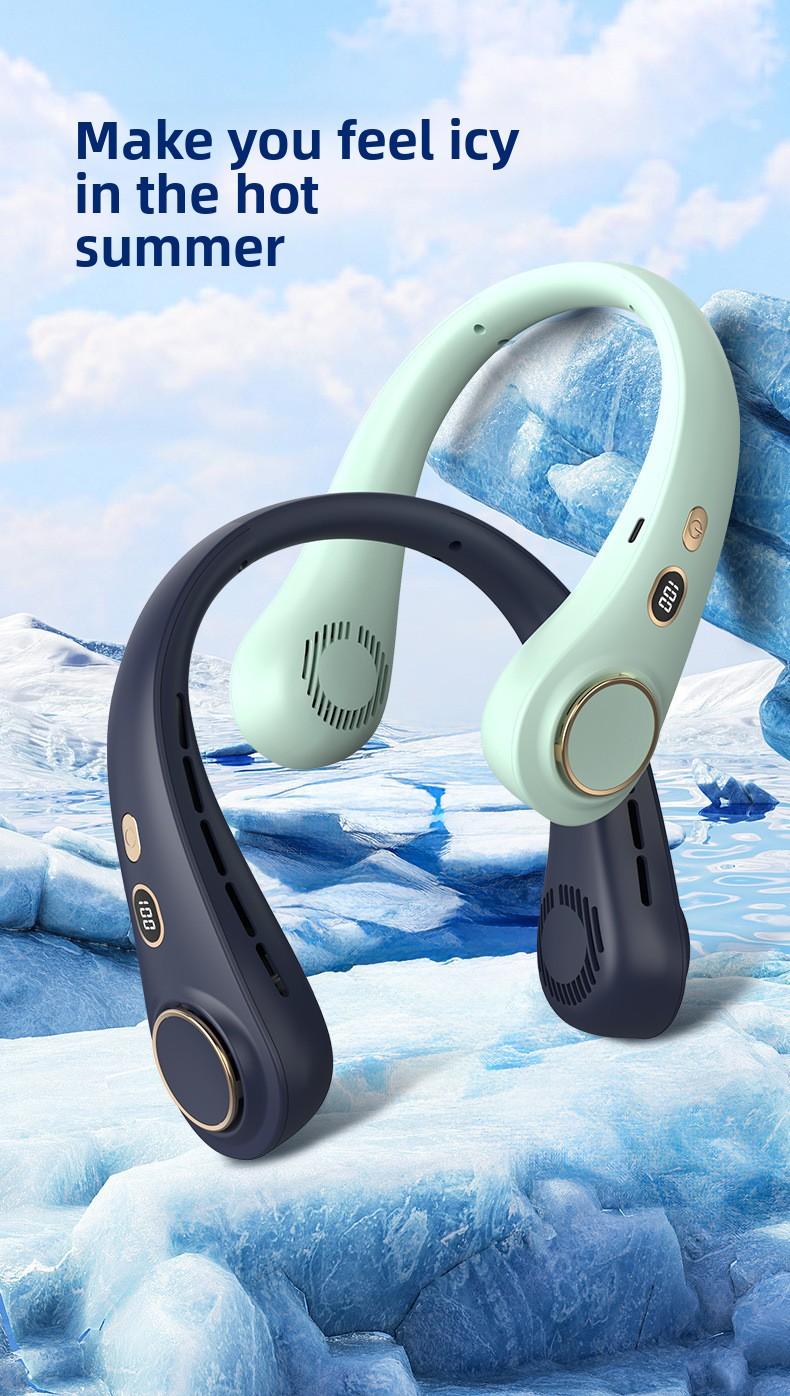 New Neck-Hanging Bladeless Fan USB Rechargeable Office Lazy Person Portable Silent Mini Fan