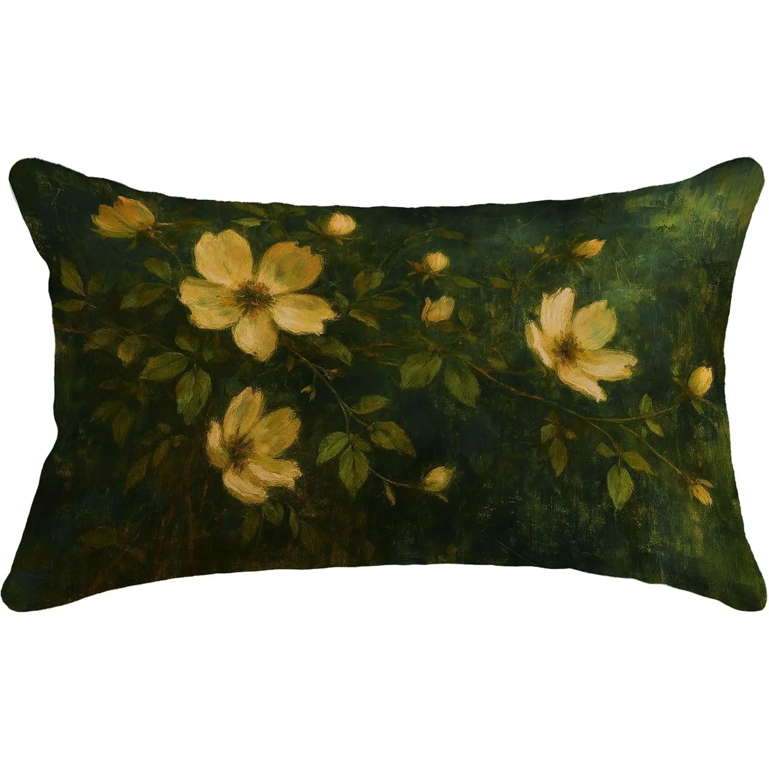 Magnolia Floral Pillow Covers 12x20, Magnolia  Decor, Rustic Dark Cottagecore Botanical Floral Decorative Throw Pillow Covers for  Living Room Bedroom Sofa Couch