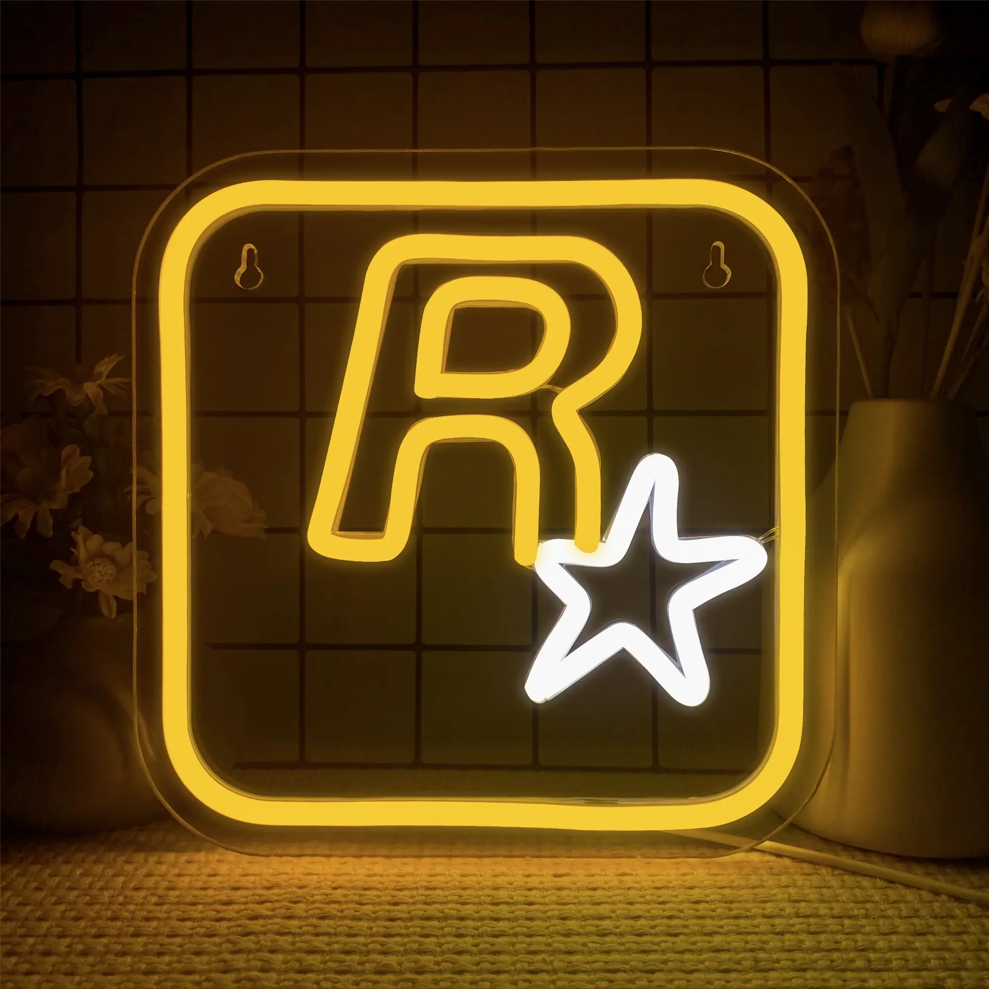 1 Piece R Letter Neon Light, USB Powered Adjustable LED Wall Mount Ambient Lamp, Creative Glowing Letter Decor, Ideal for Bedroom, Office, Game Room, Led Wall Decoration