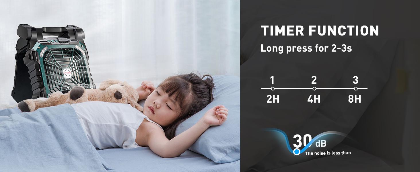 Solar Camping Fan with Light, 10400mAh USB Rechargeable Portable Fan