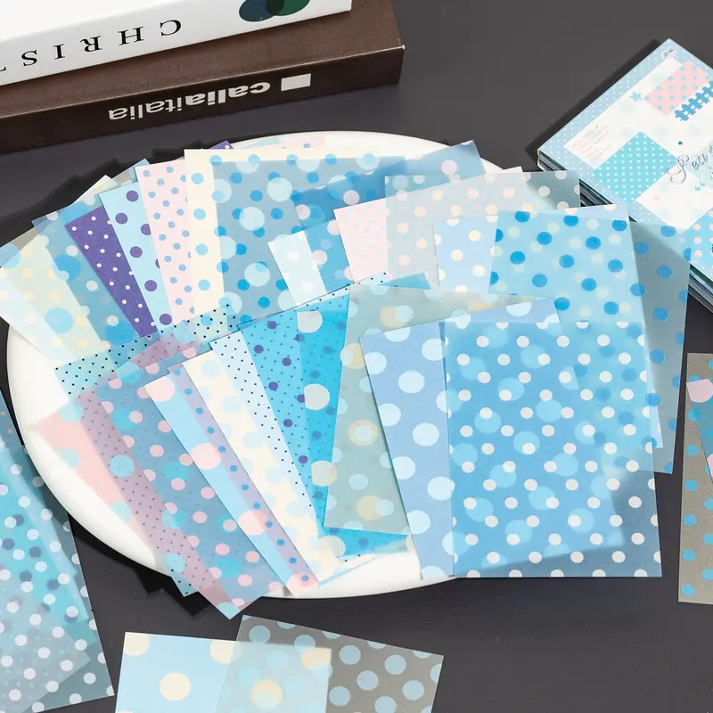 M5 Material Paper Book Hand Account Material Paper Kraft Paper + Sulfuric Acid Paper Two Materials Card Decoration Polka Dot Style Tearable Macaron Color Hand Account Pain Bag DIY Base Decoration Coll