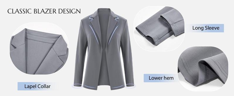 FMEYOA Womens Casual Long Sleeve Blazers Solid Color Knit Blazer Work Office Open Front/Button Down Blazer Jacket Formal Essential