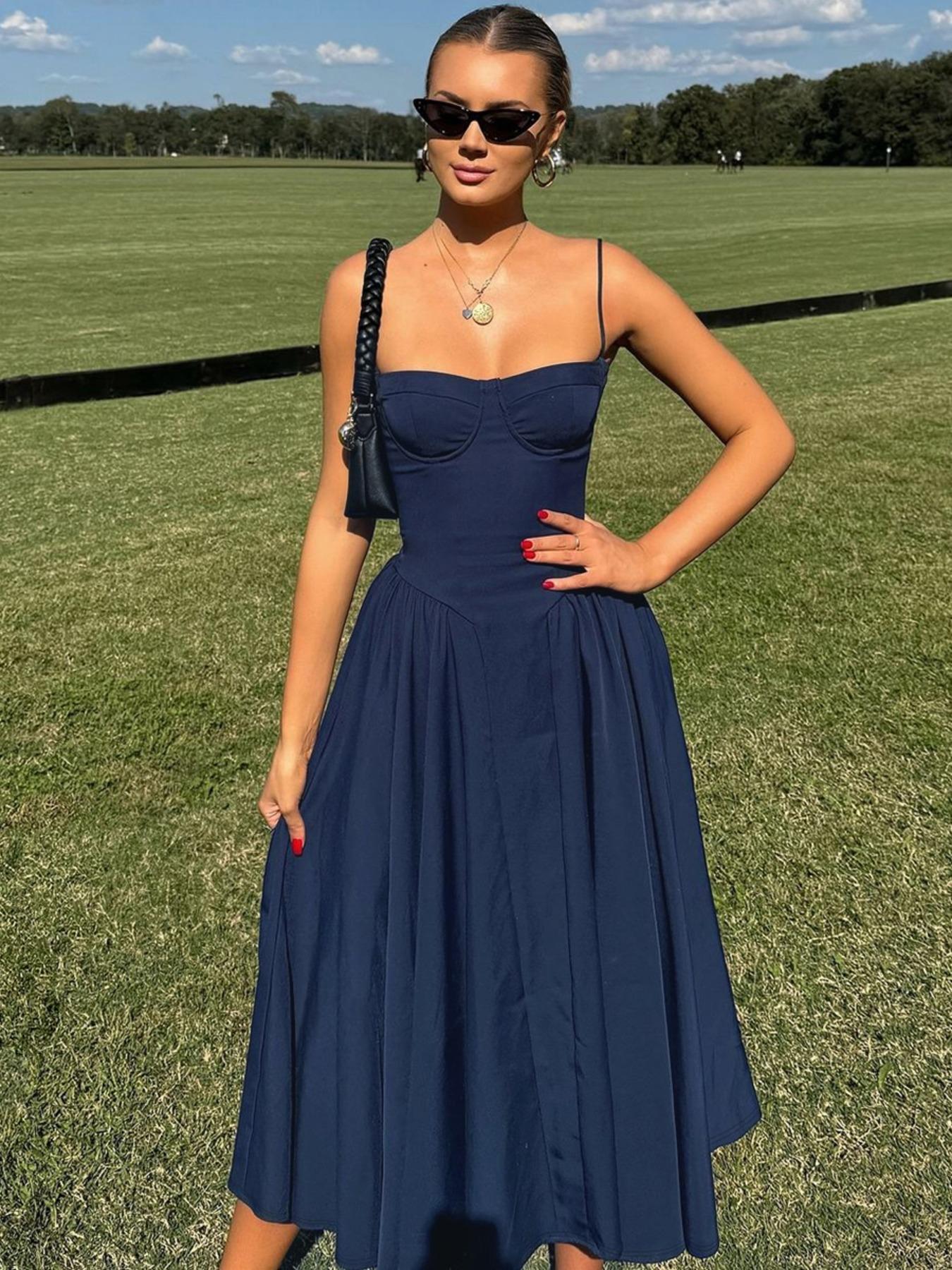 Women's Plain Backless Bodycon Dress, Fitted Bodycon Dress, Elegant Slim Fitting Spaghetti Strap Sleeveless Dress for Party Club Holiday, Ladies Summer Clothes, Formal Elegant Dress, Elegant Cocktail Dress, Backless Evening Dress, Elegant Backless Design