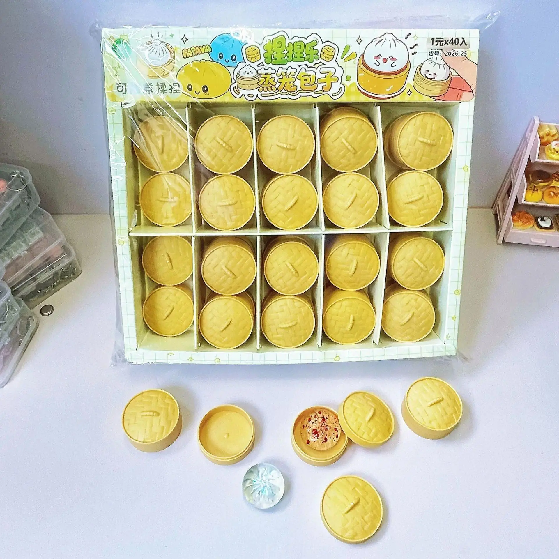 Mini Dumplings Squishies Steamer Bun Squeezable Toys Set - Soft Stress Relief Crystal Fidget Sensory Toy, Random 10pcs, Party Favors Gift for 10-12 Years (No Custom Selection Option), Squishy Fidget Sensory Toy