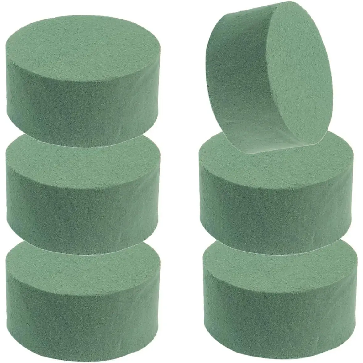 6-Pack 3" Round Shape Soft Foam Floral Crafts Supplies, Green Wet/Dry Floral Foams for Wedding Decor, Florist DIY Projects, Synthetic, Floristry