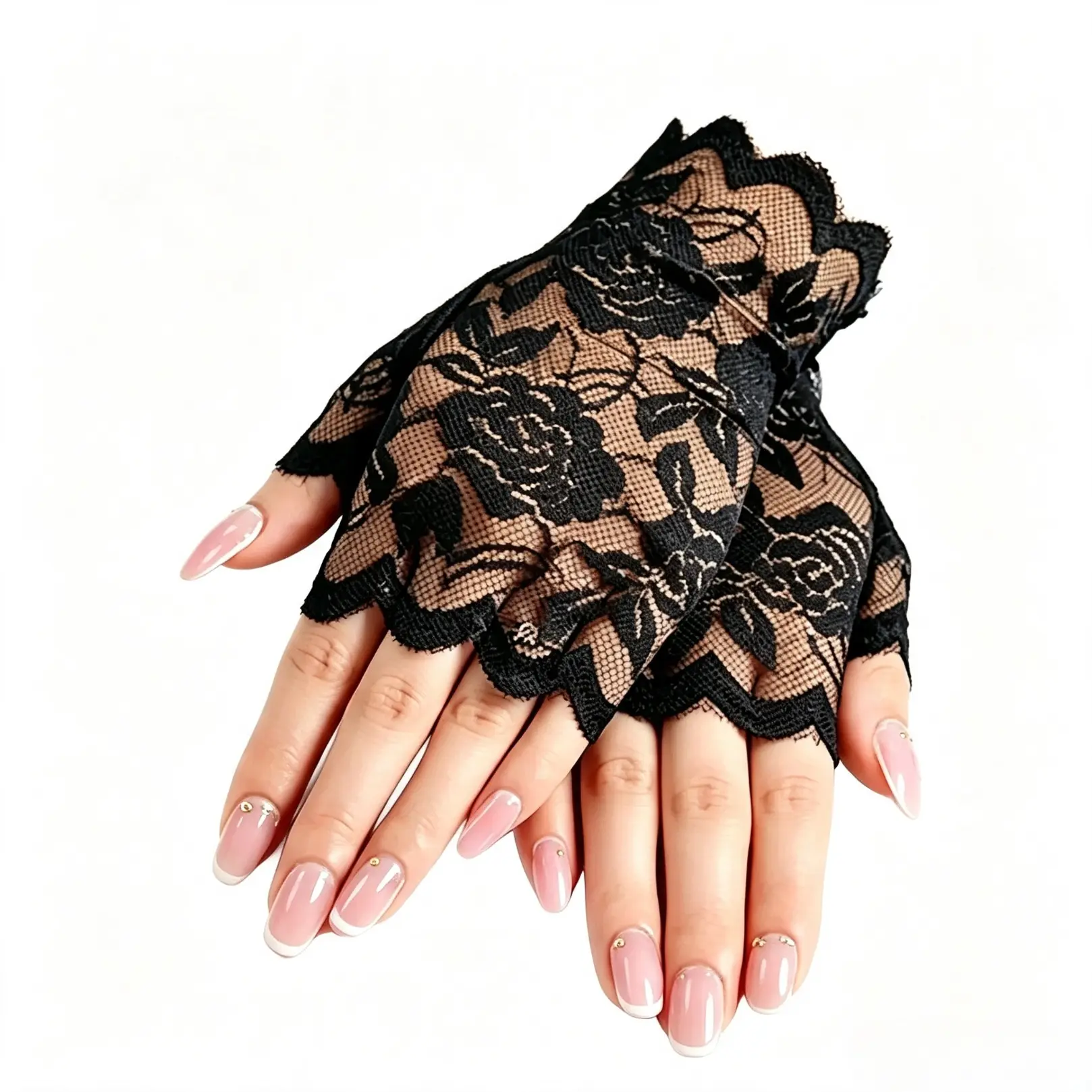 Mother's Day Gift Valentine's Day Proposal Hollow out Floral Lace Fingerless Gloves, Elegant Fashion Gloves for Wedding Party, Casual Elastic Bridal Gloves for Hand Gloves