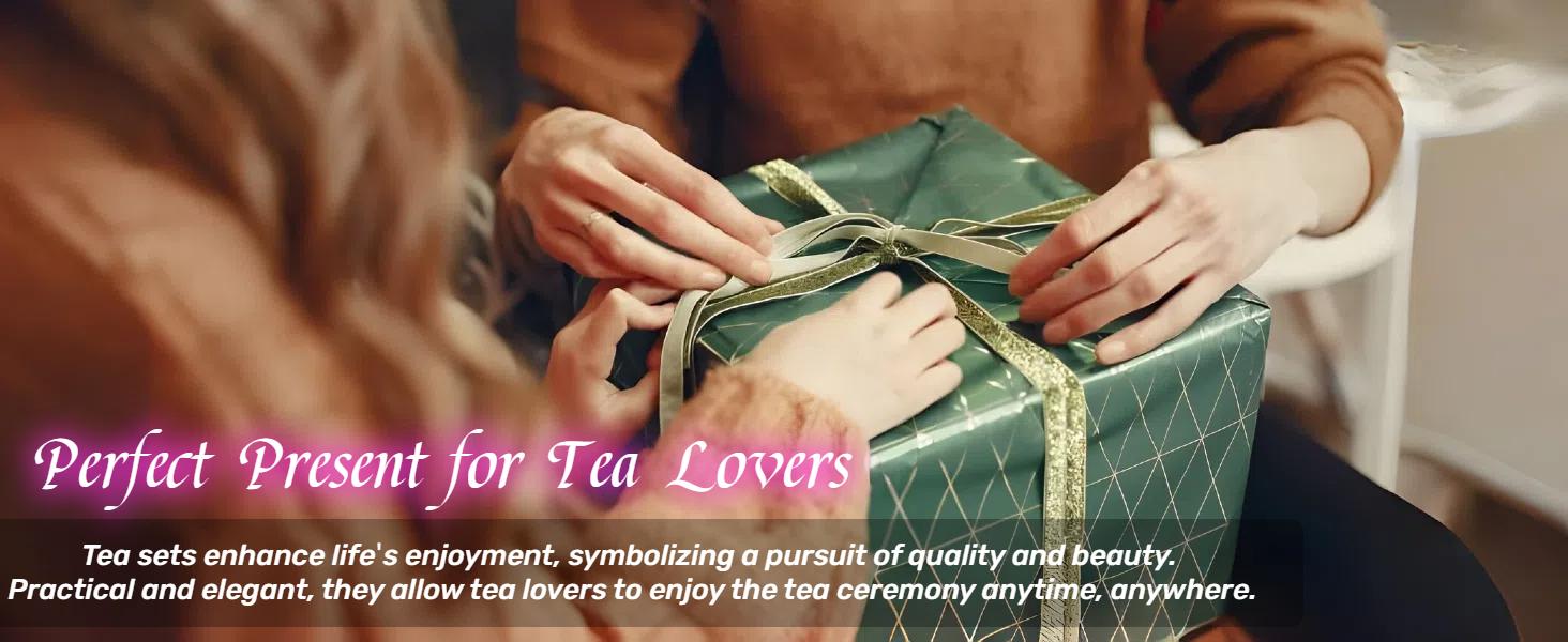 Japanese Tea Set, Chinese Tea Set, Tea Sets for Adults, Tea Pet, Gongfu Tea Set, Portable Tea Set, 14-Piece Porcelain Tea Set Withgrey Leather Case, Asian Tea Set for Home, Outdoor, Business