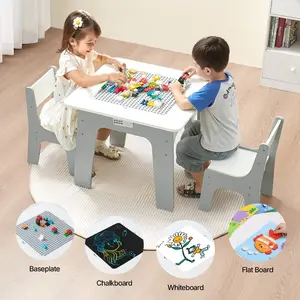 VEVOR Kids Wooden Activity Table, Building Blocks Double - Sided Tabletop, Multi - Purpose Activity Play Table with 2 Storage Bins for Kids 3+ Years, Large Storage Space, Present for Boys Girls, Black
