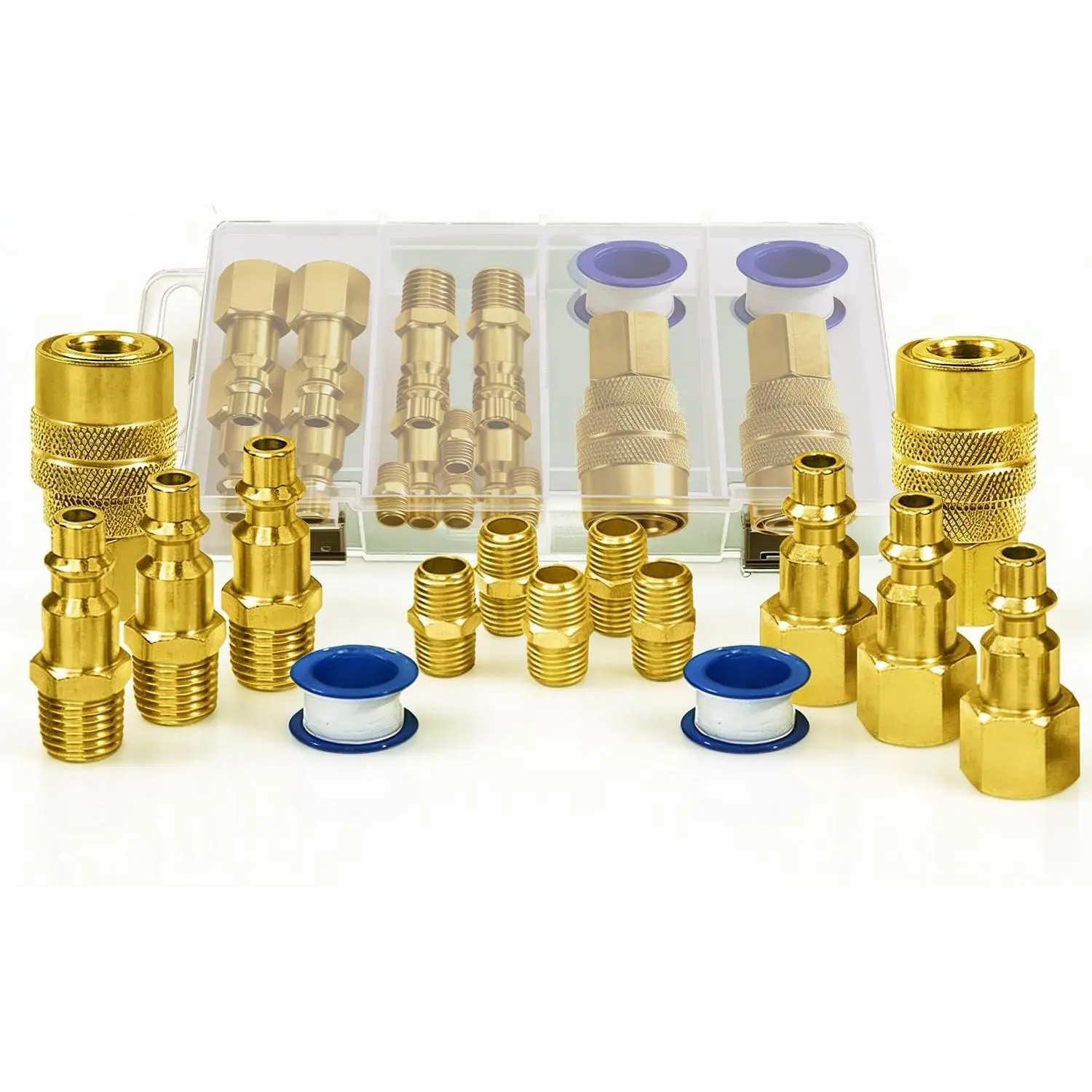 15-PC Air Compressor Hose Fitting Kit - 1/4" NPT Quick Connect Fittings, Durab Copper Construction, 3 Ma Plugs, 5 Connectors, Compatibility Support, Solid Brass Components, Included Storage Case