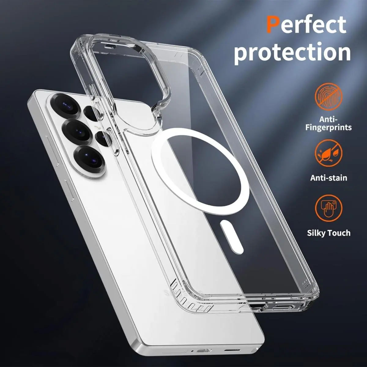 Phone Case: Phone Case- Crystal Like Transparent Magnetic Hard Back Soft Border Phone Case, Will Not Turn Yellow, Perfectly Fits the Phone, Suitable for Samsung Galaxy S26 Plus Ultra Edge Phone Case.