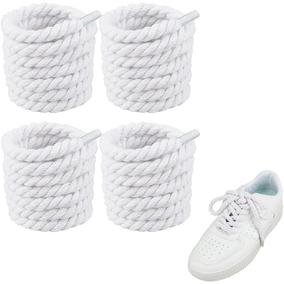 4 Pairs Thick Rope Shoelaces 8mm Width Round Shoelace  Shoestring  Shoe Laces Chunky Shoe Lace