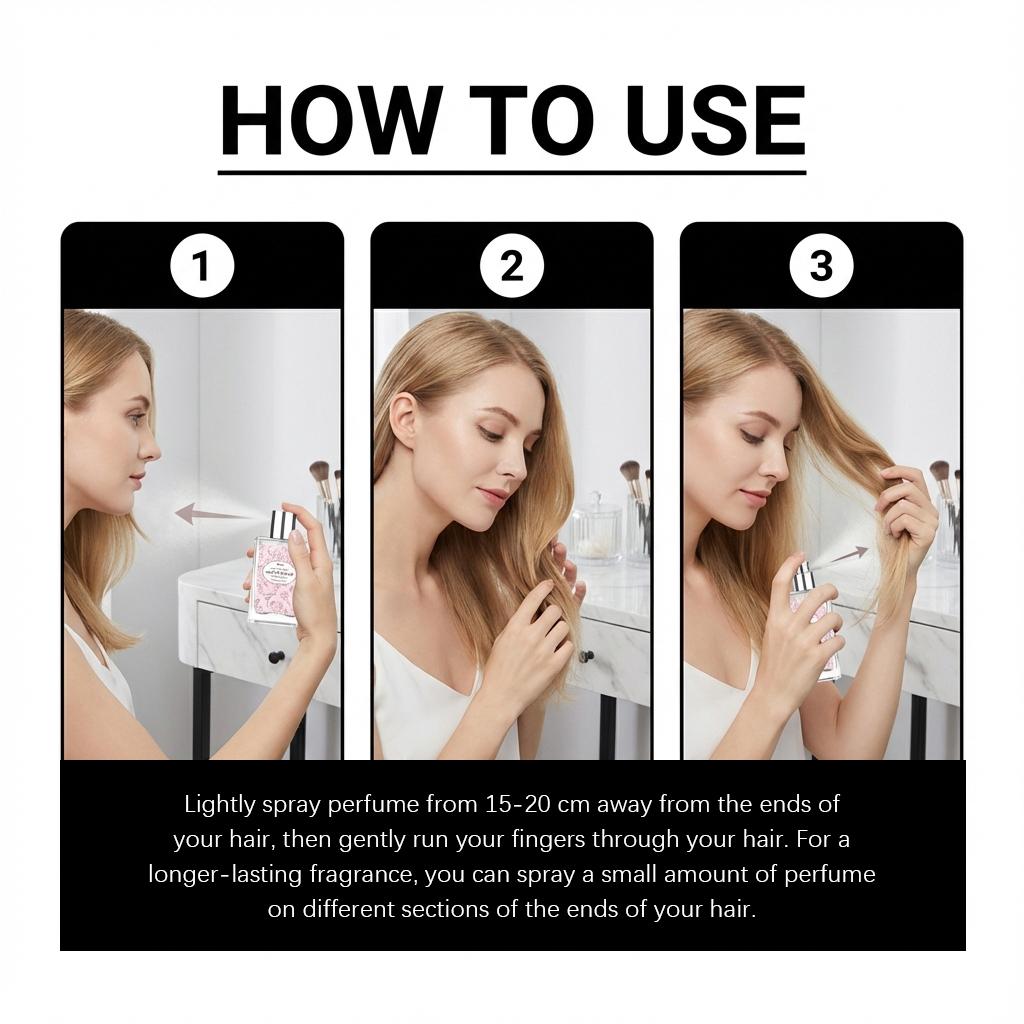 Roxelis Floral Scent Hair Perfume - Gentle, Natural, Fresh, Elegant, Light Eau de Toilette - Daily Portable Hair Perfume Spray - Gentle, Non-irritating - Suitable for use before dates, parties, etc., perfect for all occasions.