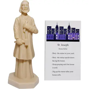 Statue for Selling House Resin Figurine Protecting Home with Instruction Prayer Complete Set Solid Beige 4.7" H