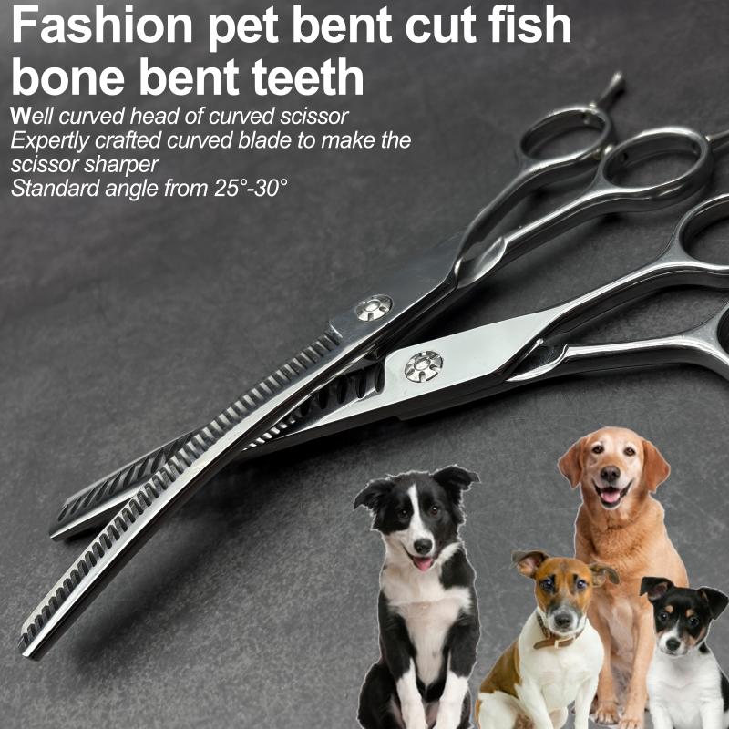 Wingsbro Professional Pet Grooming Scissors, Curved Arc Design, Suitable for Pet Hair Trimming, Thinning, Styling, 1 Piece