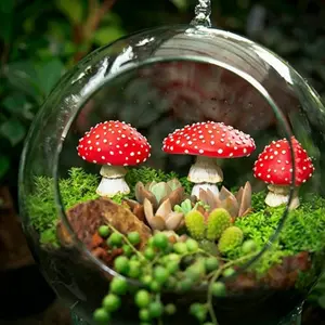 Glow-In-The-Dark Mushroom Micro Landscape Outdoor Garden Decor, Rustic Pot Plant Home Ornament, Trendy Courtyard Decoration Piece