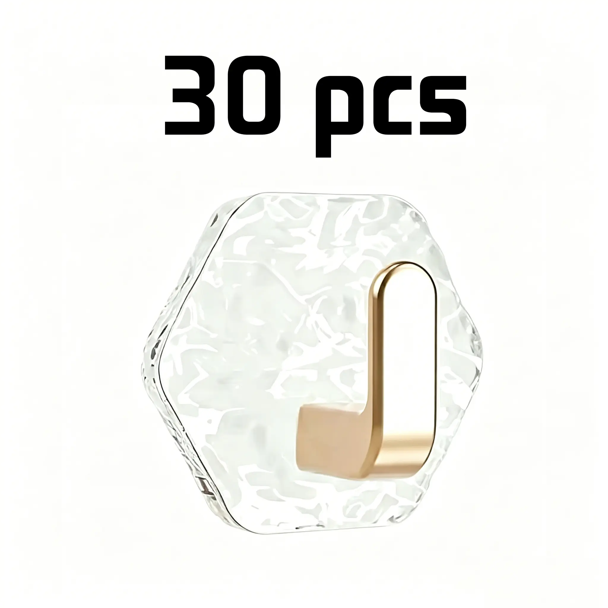30 piece set of luxury hexagonal corrugated water adhesive hooks - drill free, heavy-duty self-adhesive hanger - suitable for acrylic organizers in bathrooms, kitchens, smooth surfaces, key towels, outerwear, household storage, easy to install