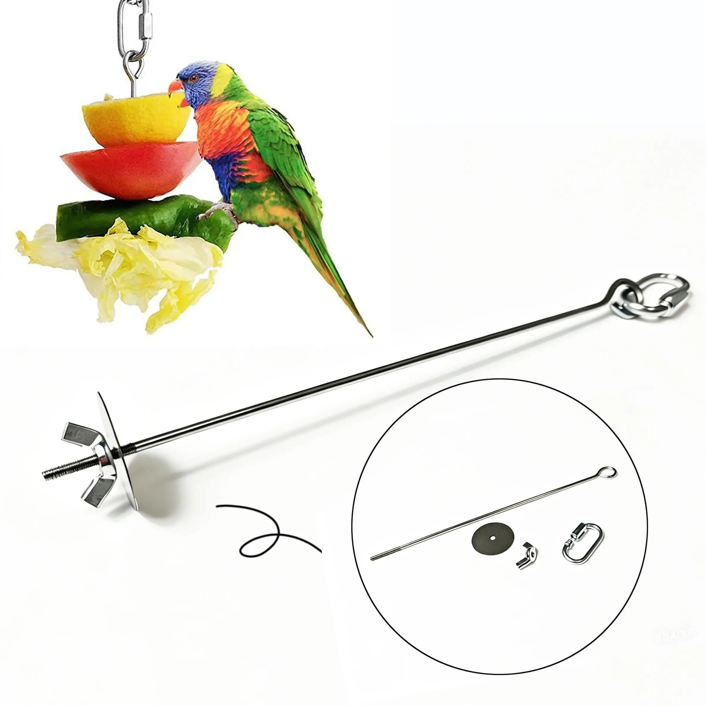 Stainless Steel Hanging Feeding Fork for Parrots and Small Birds, Durable Cage Accessory, Perfect for Fruit and Vegetable Snacks, Bird Supplies, Hanging Bird Feeder
