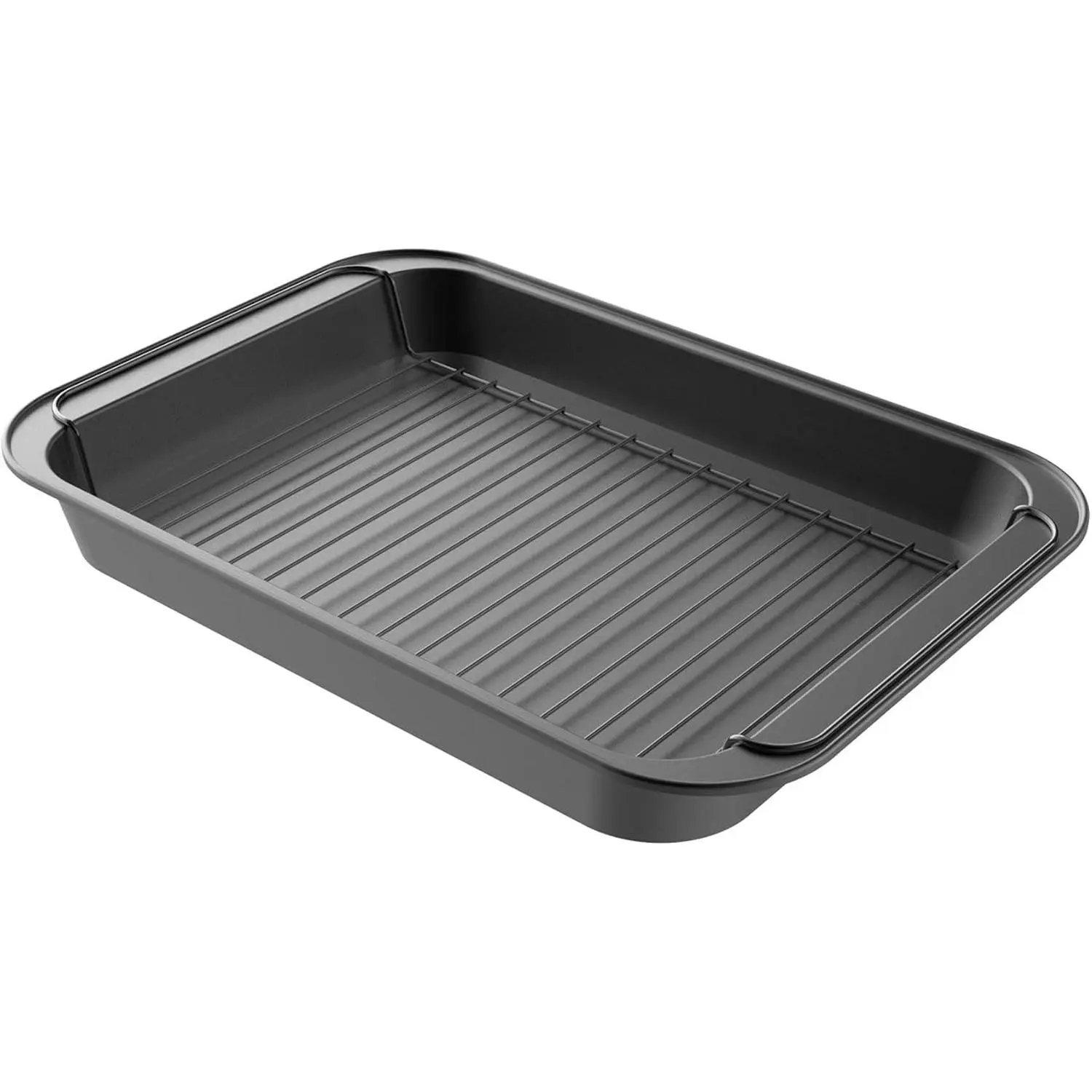 Classic Cuisine Nonstick Oven Roasting Pan with Rack, Removable Grid Drains Fat & Grease for Healthier Cooking, Kitchen Bakeware Roaster