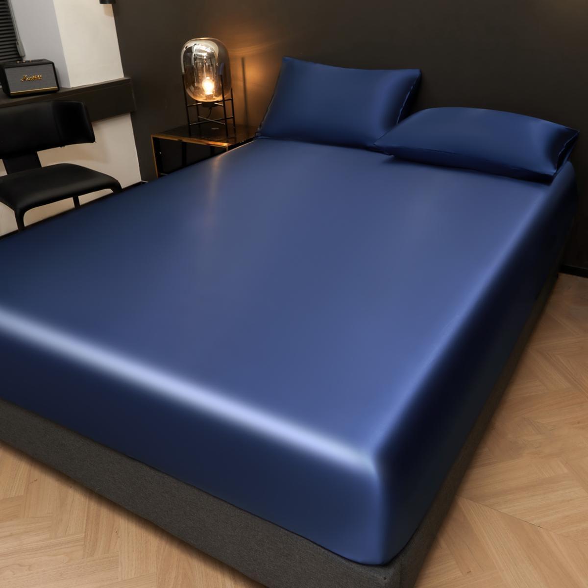 Solid Color Satin Fitted Sheet and Pillowcase Set, Silky Bed Sheets, Soft Breathable Sheet, Soft & Comfortable Bedding Set for Bedroom & Hotel #TOP PICKS