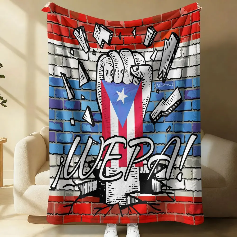 Puerto Rico Flag Wepa Print Flannel Blanket Soft Warm Throw Blanket for Couch Bed Sofa Travel Camping Cozy Home Decor Unique Gift Blanket for Family and Friends