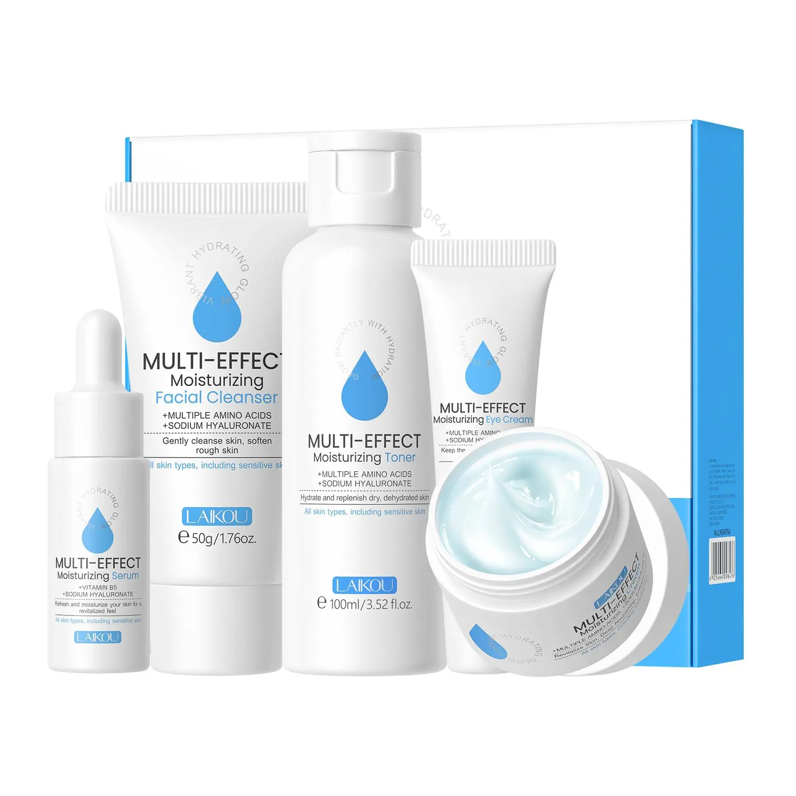 5 in 1 Comfort Hydrate Skin Care Kit, 1 Set Moisturizing Toner & Eye Cream & Facial Cleanser & Essence & Facial Cream, Hydrating Facial Skin Care Kit for Women & Men, Skin Care Sets, Hydration Care Set, Skin Care Products