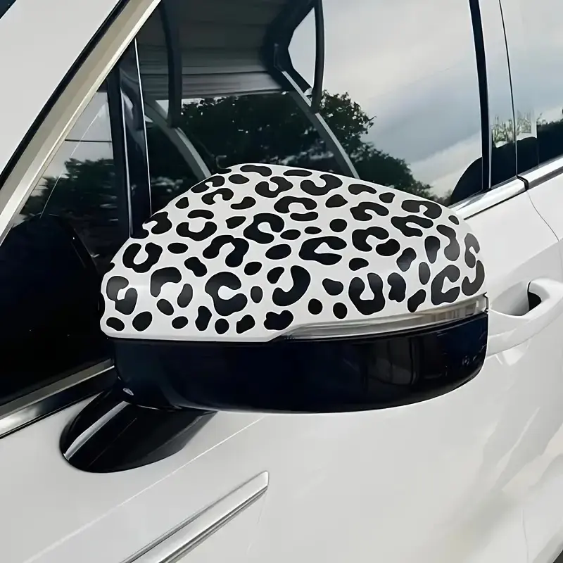 Leopard Print Car Side Mirror Decals, Vinyl Wrap for Auto Exterior Styling, Waterproof Scratch Protection, Cute Car Accessories for Women, Cars