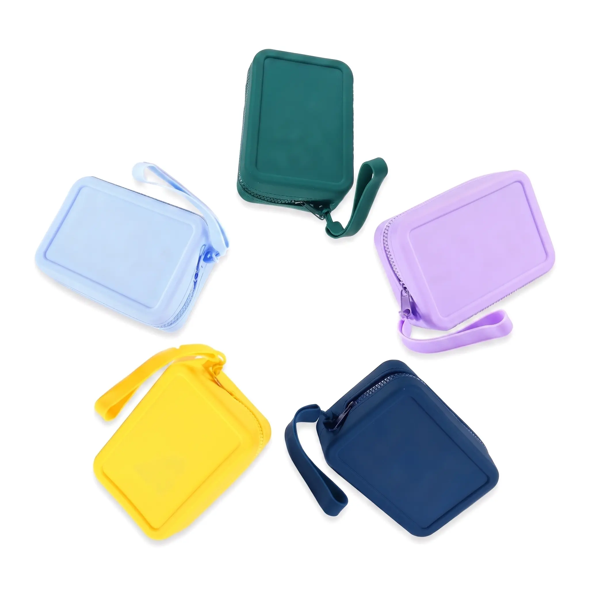 Solid Color Silicone Storage Bag Waterproof Travel Cosmetic Pouch Portable Handheld Toiletry Case Home Organizer Zipper Closure For Women Men