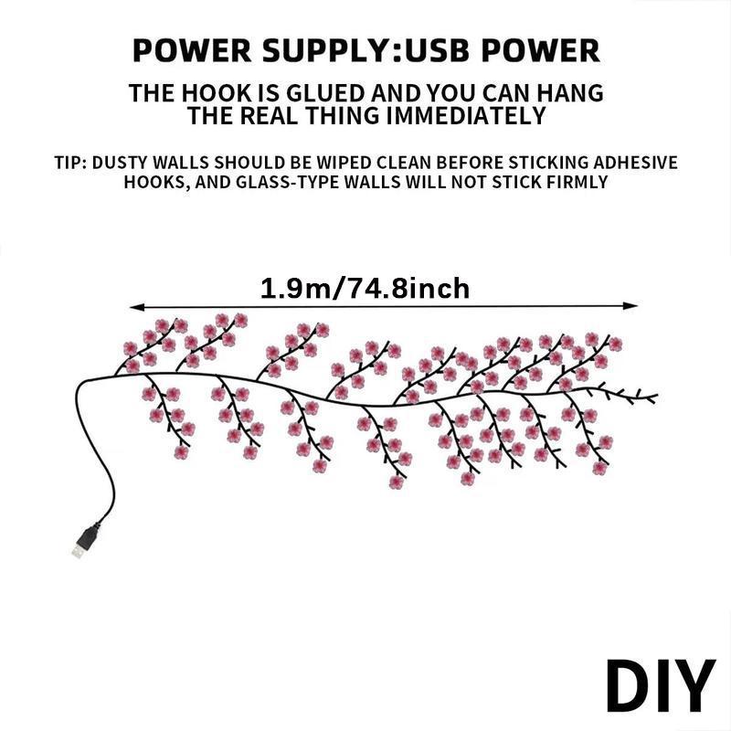 Cherry Blossom Branch Shaped LED Lights, USB Powered Creative DIY Holiday Vine Light, Suitable for Living Room, Bedroom Wall Decoration, Interior LED Lights for Bedroom Fall Decor, Prince Room, Led Lighted