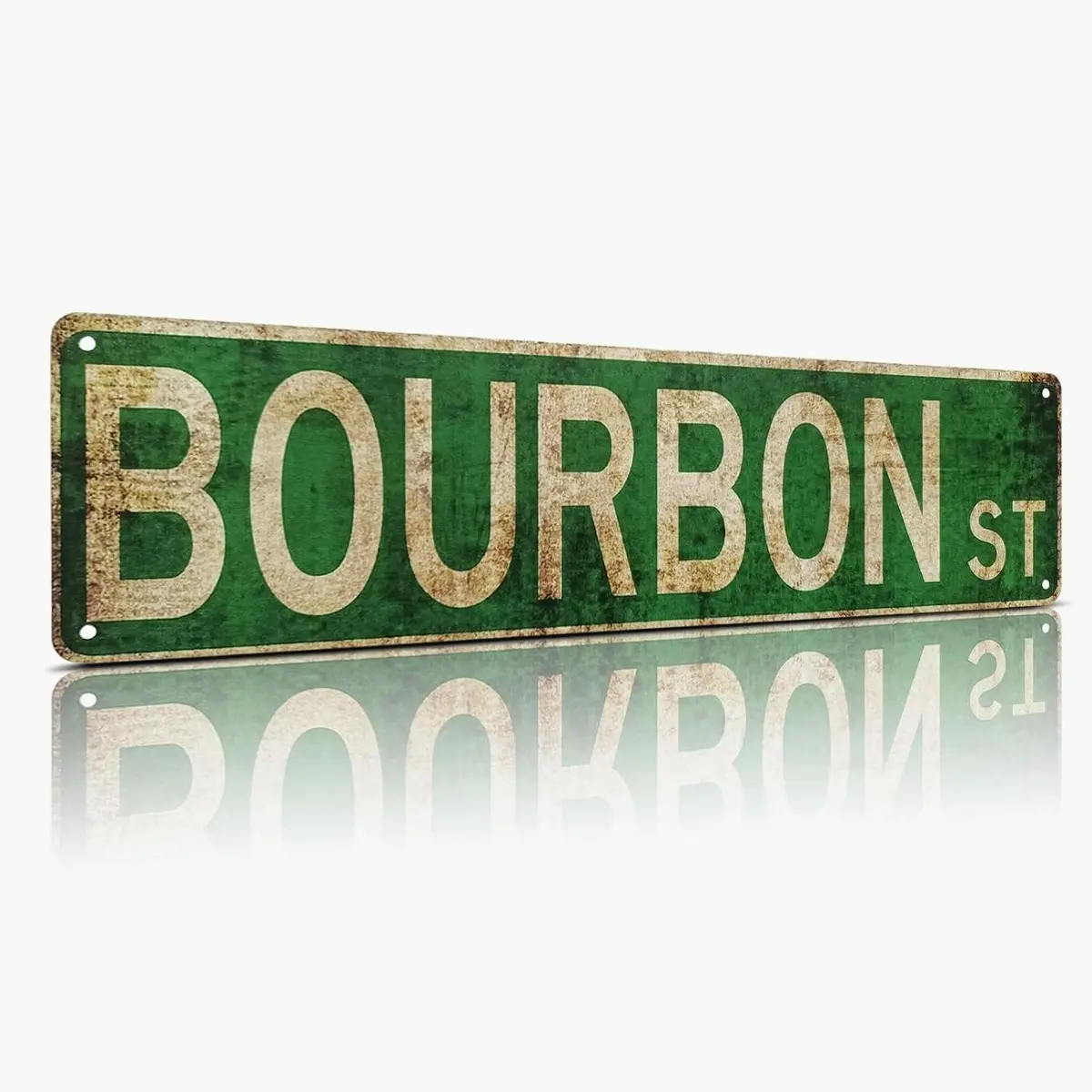 Vintage Bourbon St Metal Sign, Whiskey Bar Wall Decor, Retro Street Sign Plaque, Man Cave Garage Home Bar Game Room Decoration, Bourbon Lover Gift 4x16 Inch