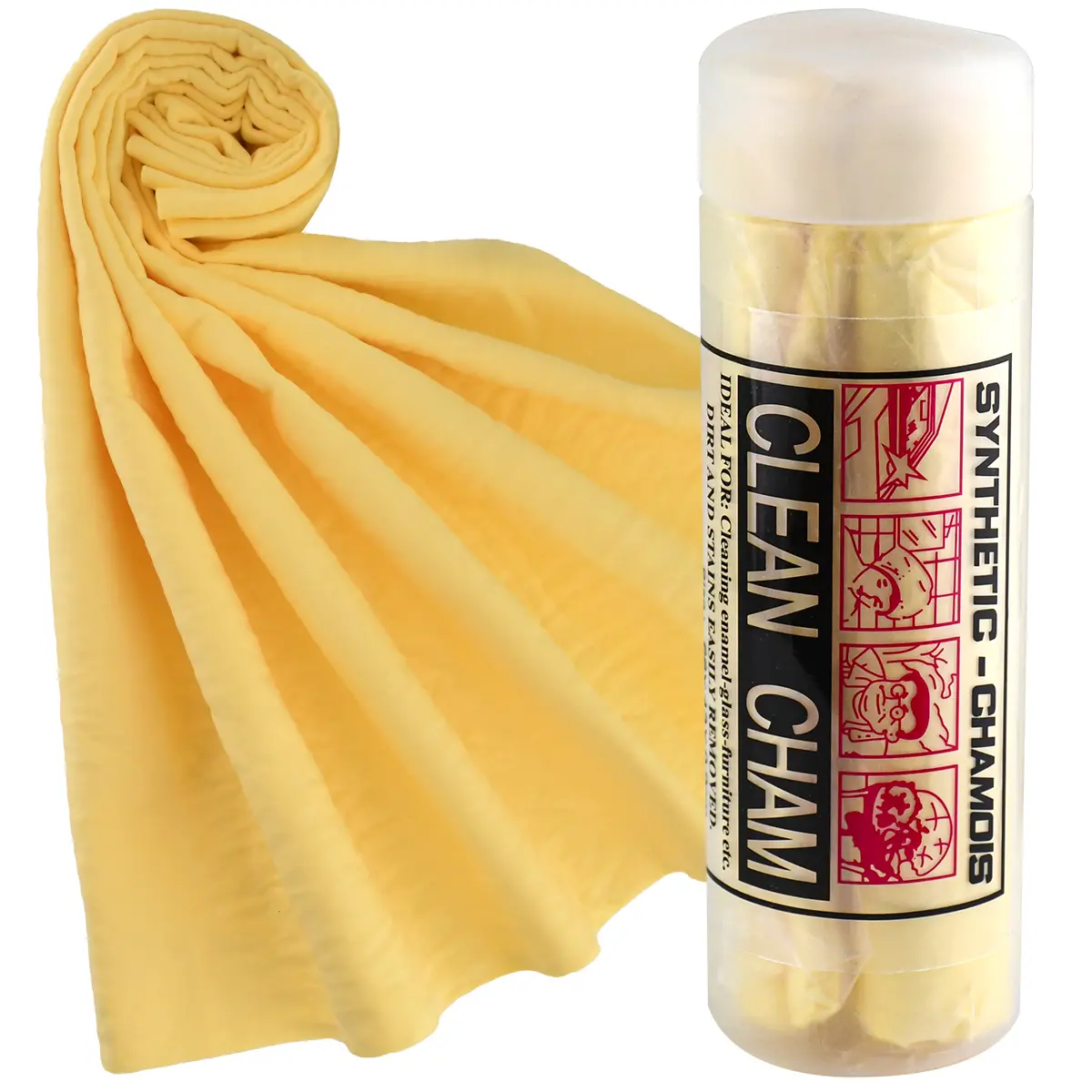 【Flash Sale】Professional PVA Chamois Cloth, 26x17 in Extra Large Car Drying Towel, Super Absorbent Synthetic Auto Detailing Towel with Storage Tube (Yellow)