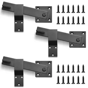 3PCS Sturdy Farm Flip Fence Gate Latch, Barn Door Lock Flip Latch Hardware, Heavy Duty Rustic Gate Lock Hardware for Cabinet, Shed, Sliding Doors, Privacy, Matte Black