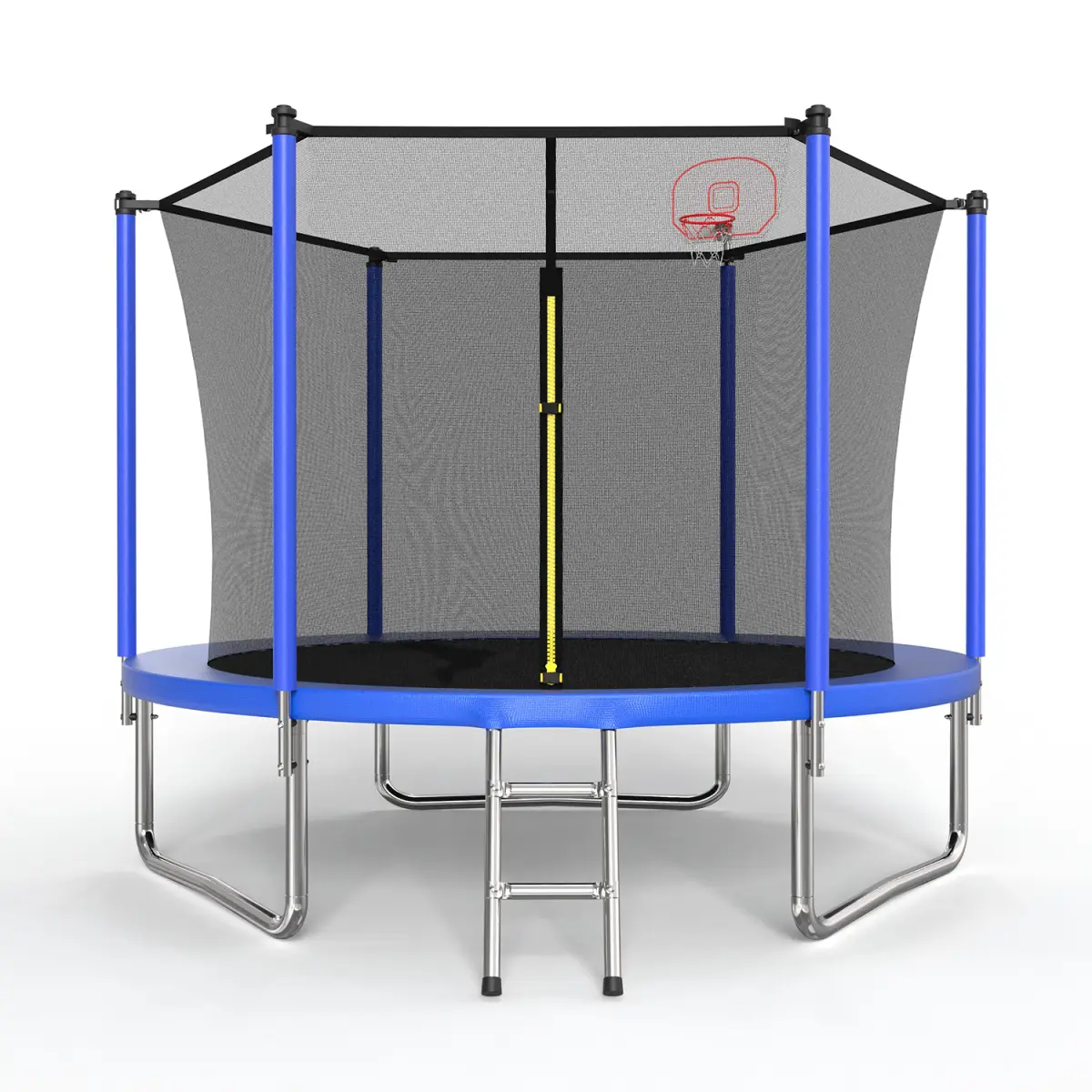 10FT Trampoline for Kids, Basketball Hoop and Ladder, Outdoor Kids Trampoline with Safety Enclosure,Fast Assembly for Backyard Fun,ASTM Approved