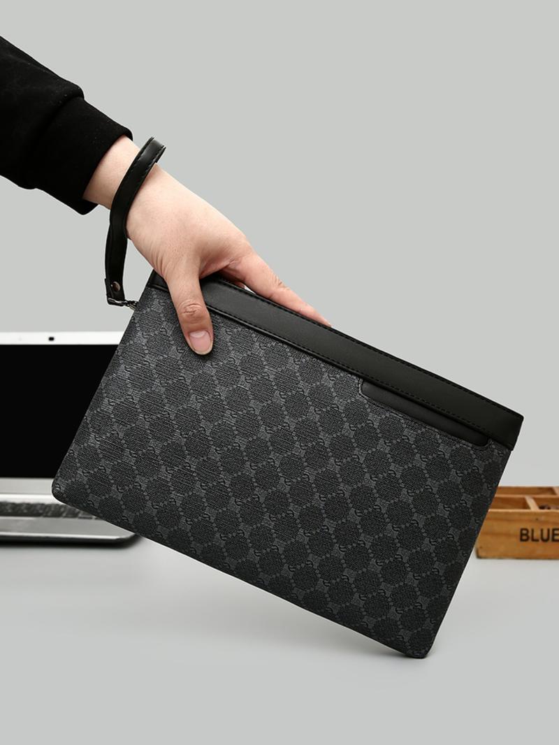 Men's Business All Over Print Zipper Clutch, Fashionable Pu Leather Envelope Clutch for Work & Daily Used, Casual Trendy Versatile High-quality Daily Commuting Bag, Girl Fashionable Shopping Bag Men's Business All Over Print Zipper Clutch, Fashionable Pu Leather Envelope Clutch for Work & Daily Used, Casual Trendy Versatile High-quality Daily Commuting Bag, Girl Fashionable Shopping Bag