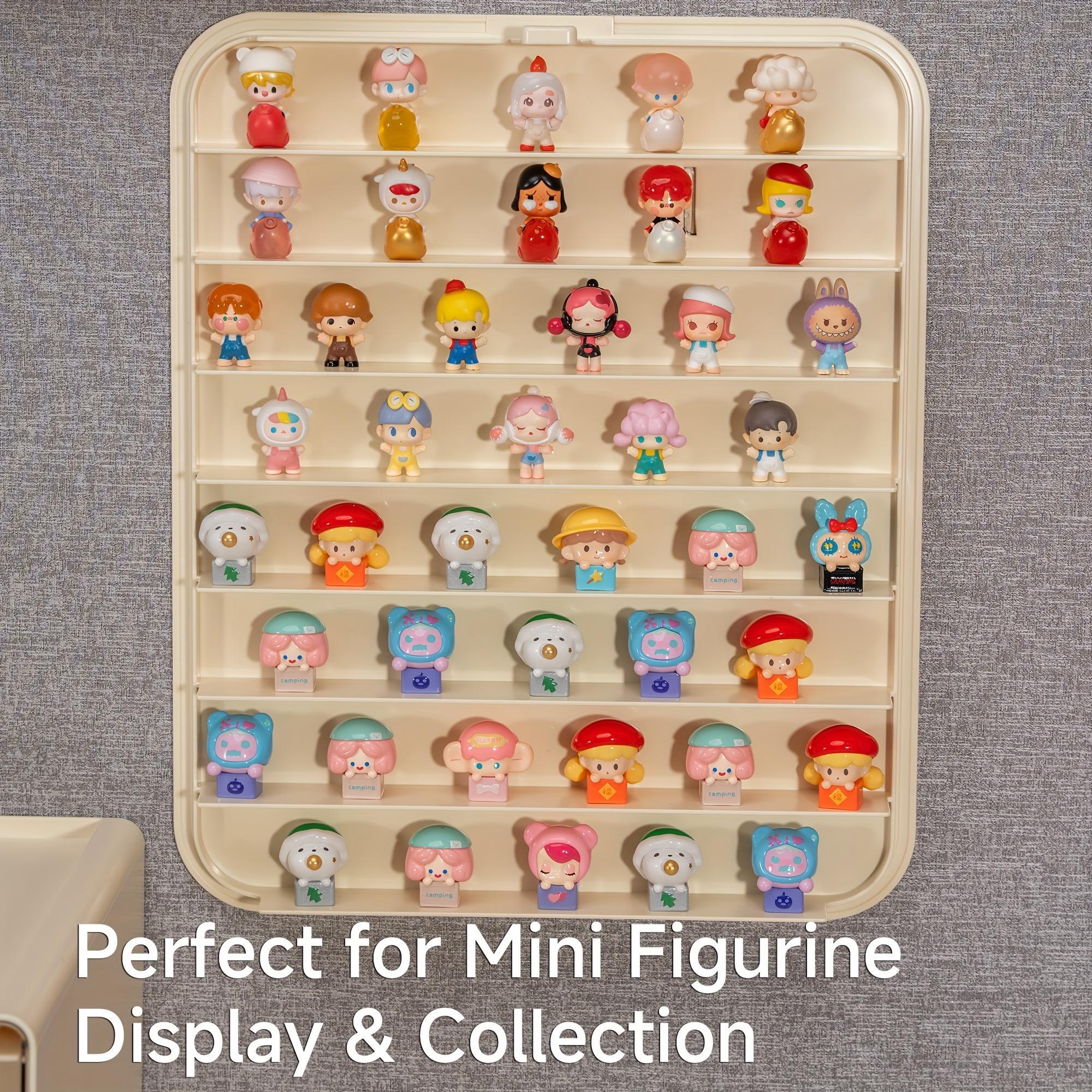 Wall-Mounted Display Cabinet Shelf, Display Cabinet Collectibles, 8-Tier Organizer for Small Figurines, Dustproof Storage Rack for Dolls & Blind Boxes, Transparent Plastic Multi-Grid Shelves