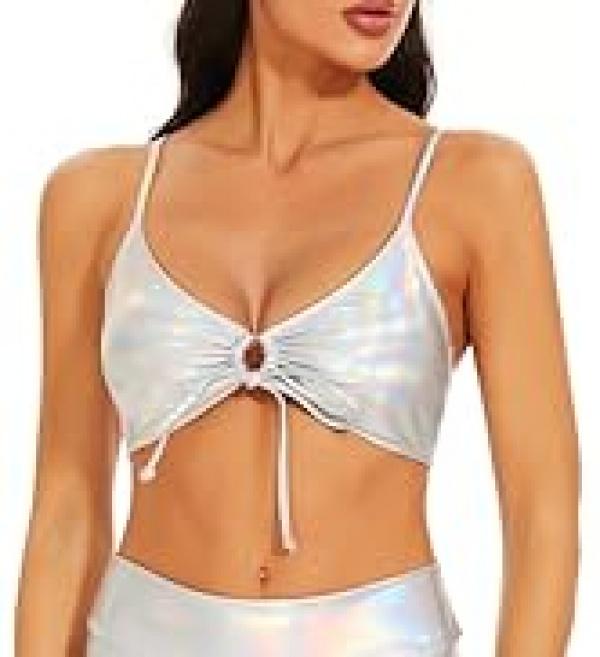 Women's Metallic Booty Shorts Shiny High Waisted Rave Bottoms for Dance Festival