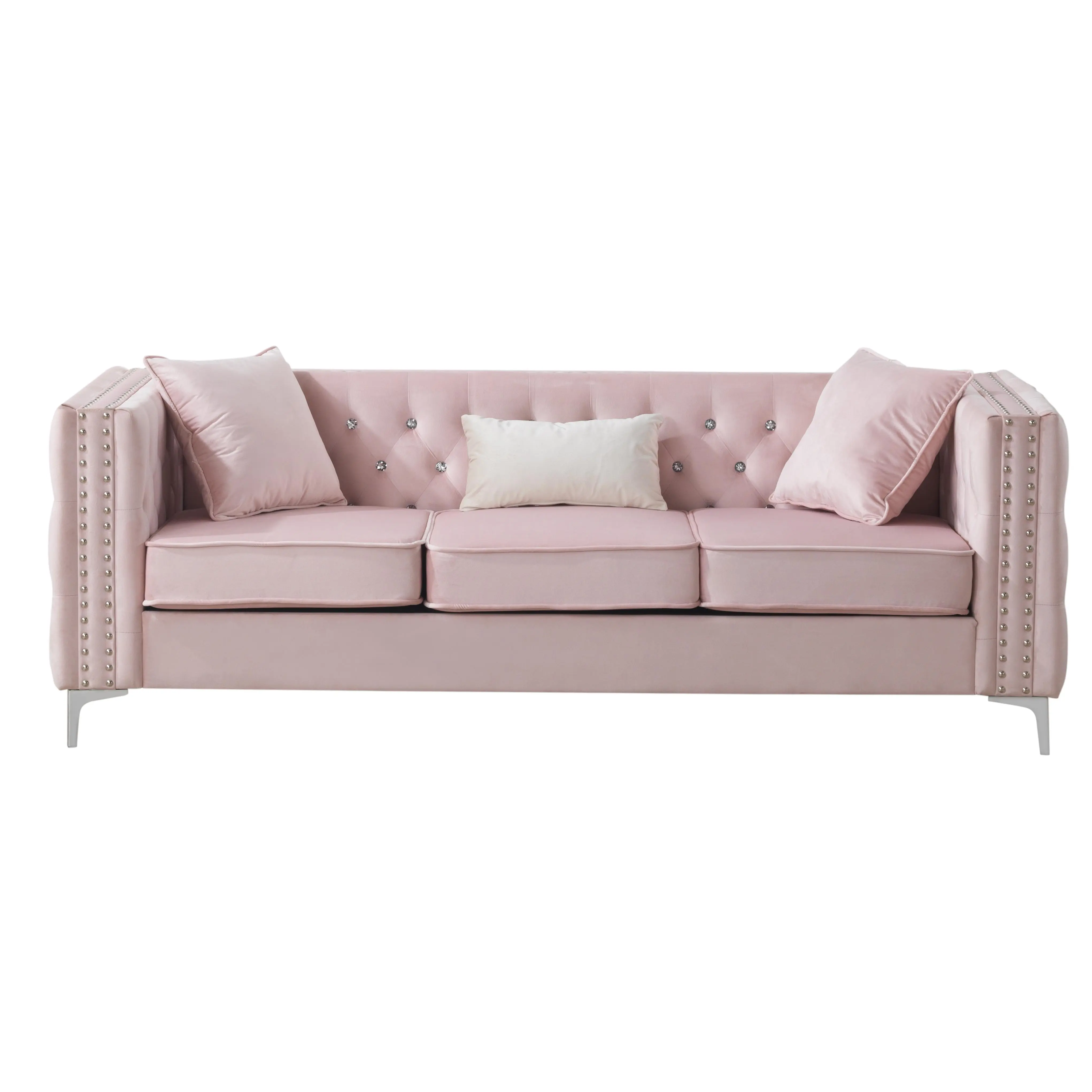 ARCH Paige Sofa Couch for Living Room, Pink Upholstered Indoor Sofa with Comfortable Seating, Modern Loveseat for Apartment, Home Theater, Office Lounge, Single Seat Couch, Compact Sofa for Small Spaces, Stylish Pink Couch for Bedroom