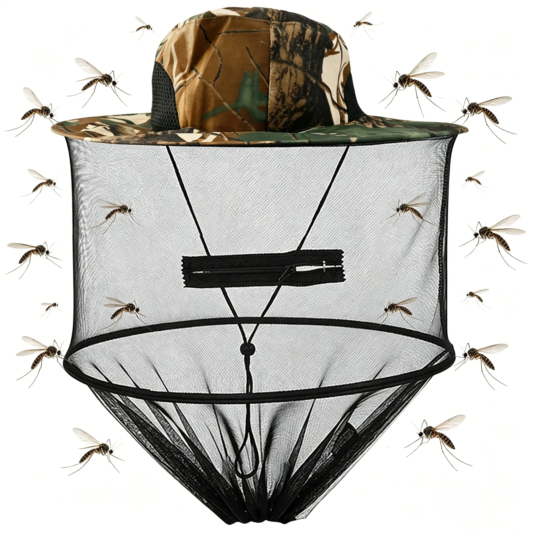 Anti-Mosquito Head Net Hat, Sun Protection Mesh Bug Hat with Hidden Net for Outdoor Fishing Hiking Gardening Beekeeping Men Women & Father's Day gift