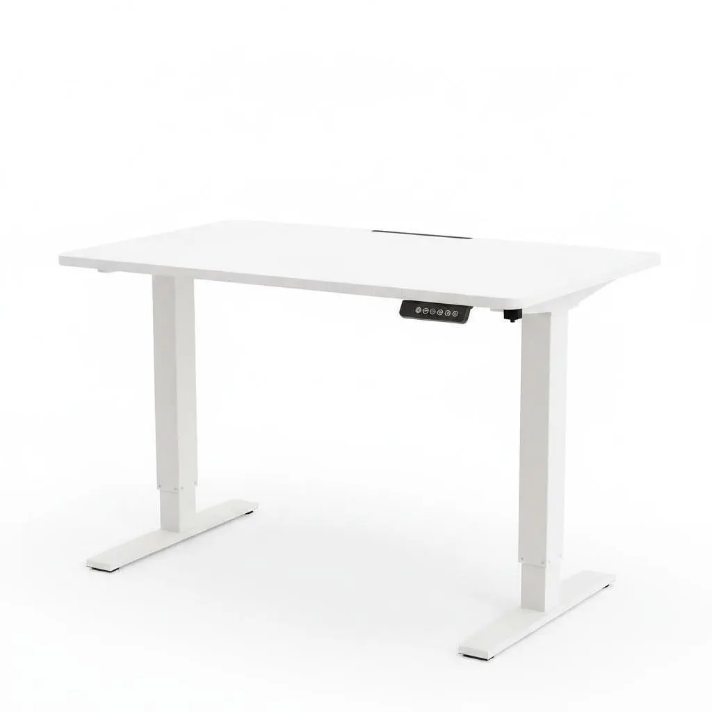 Electric Height Adjustable Standing Desk – Ergonomic Take a seat Stand Computer Workstation – Memory Presets – Integrated Cable Management – White, US Standard, 1400x700mm