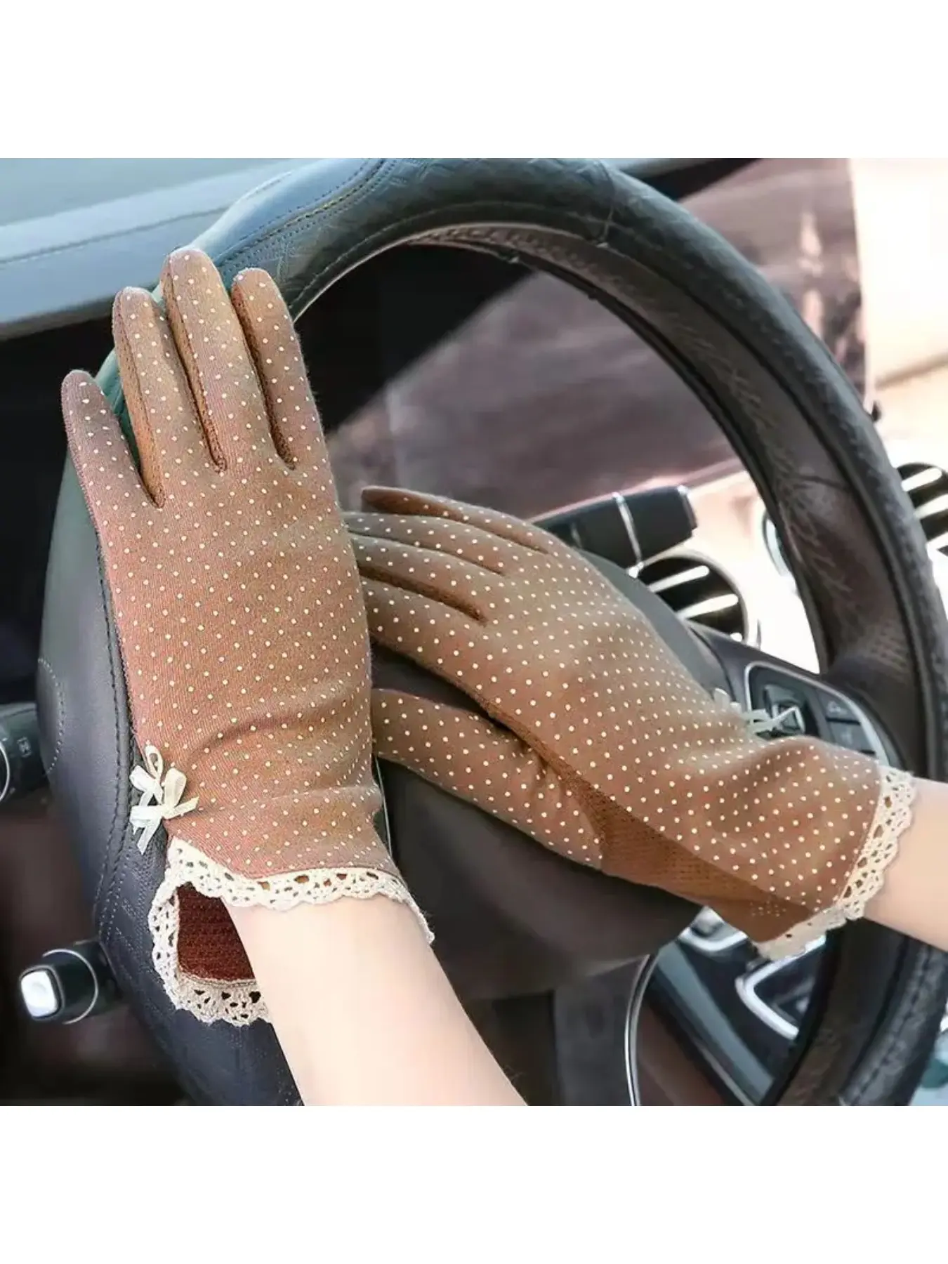 Women Summer Cotton Thin Elastic Gloves Breathable Anti-slip Driving Cycling Hand Accessories